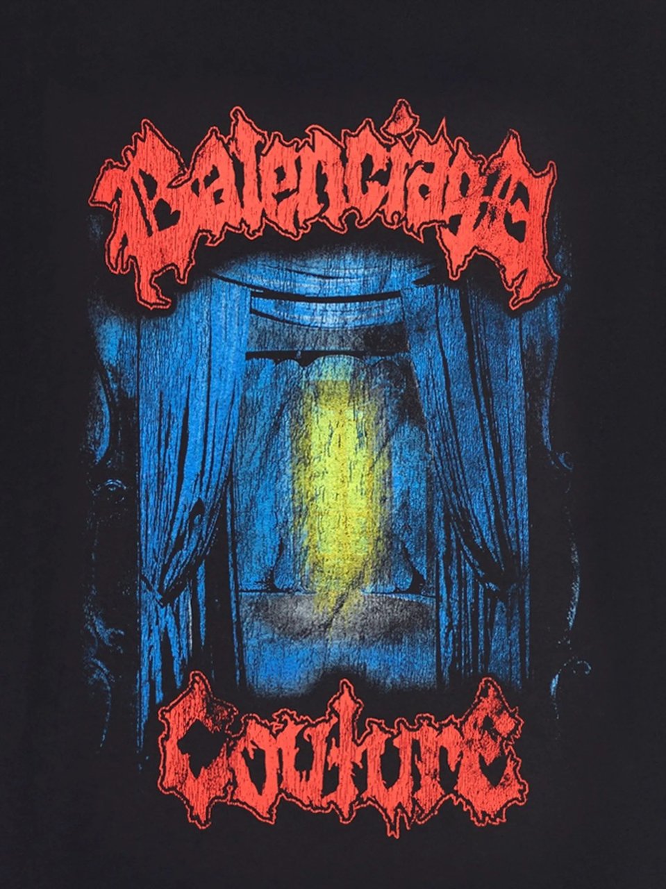Balenciaga Black Medium Fit Graphic Cotton T-Shirt Zwart
