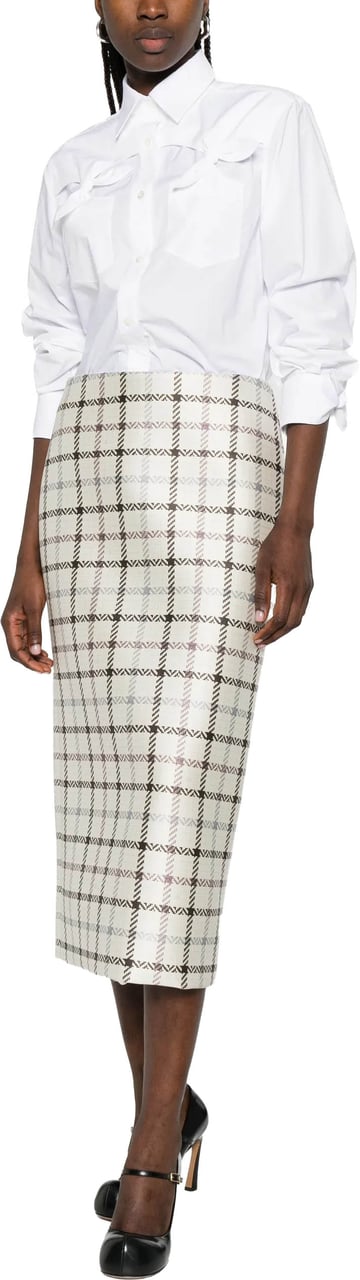 Moschino White Button-Up Shirt With Bow Pocket Details Wit