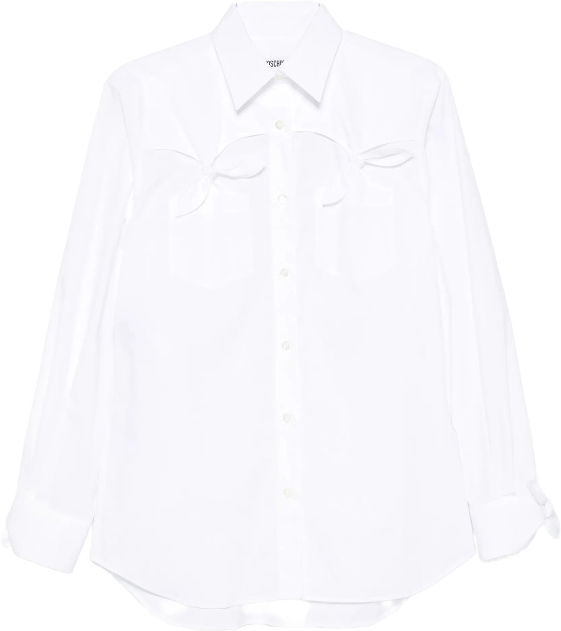 Moschino White Button-Up Shirt With Bow Pocket Details Wit