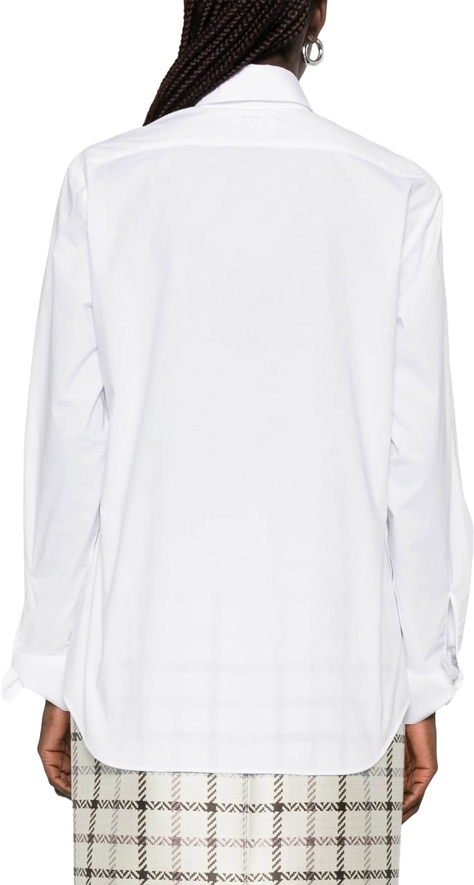 Moschino White Button-Up Shirt With Bow Pocket Details Wit
