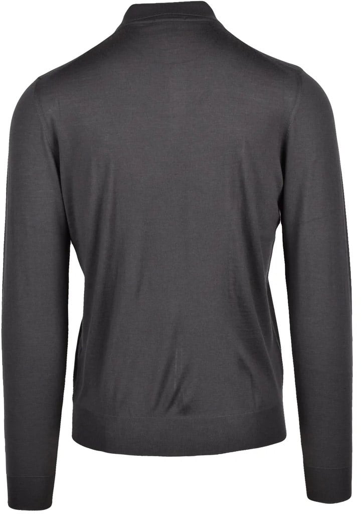 Drumohr Merino Wool Knit Polo - Stone Grijs