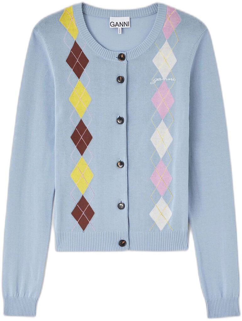 Ganni gilet ruit licht blauw Blauw