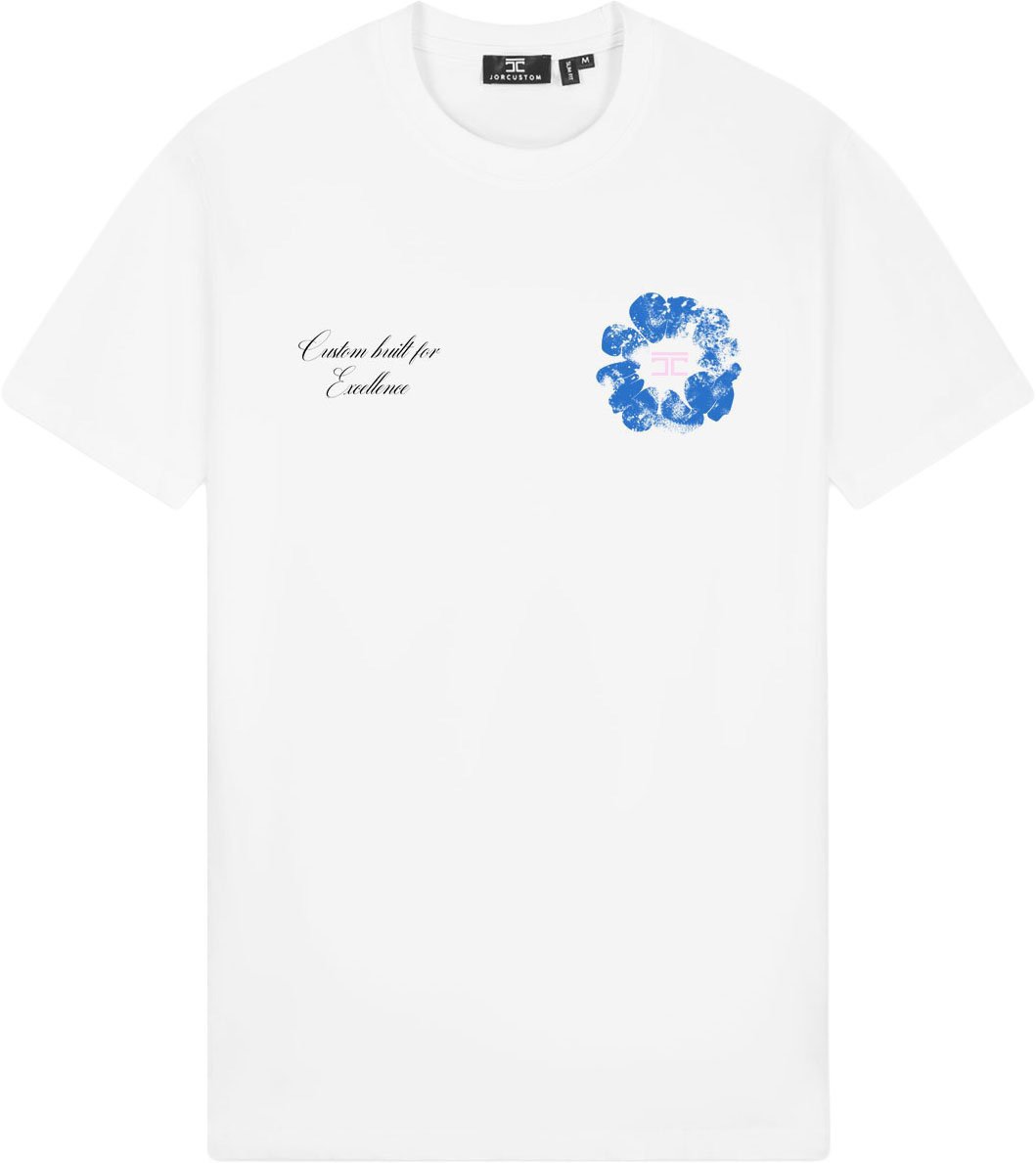 JORCUSTOM Flowers Slimfit T-shirt White Wit