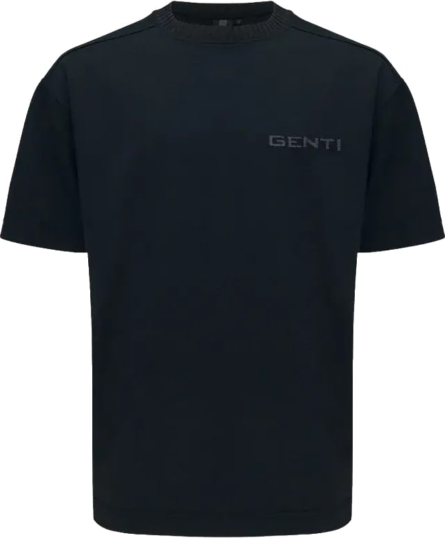 Genti Embroidered Logo Tee Black Zwart