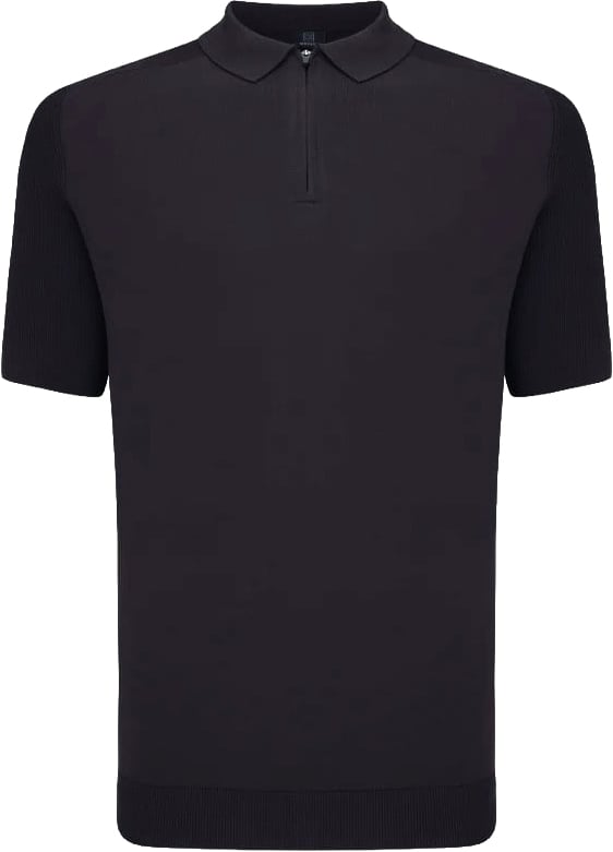 Genti Polo Half Zip Black Zwart
