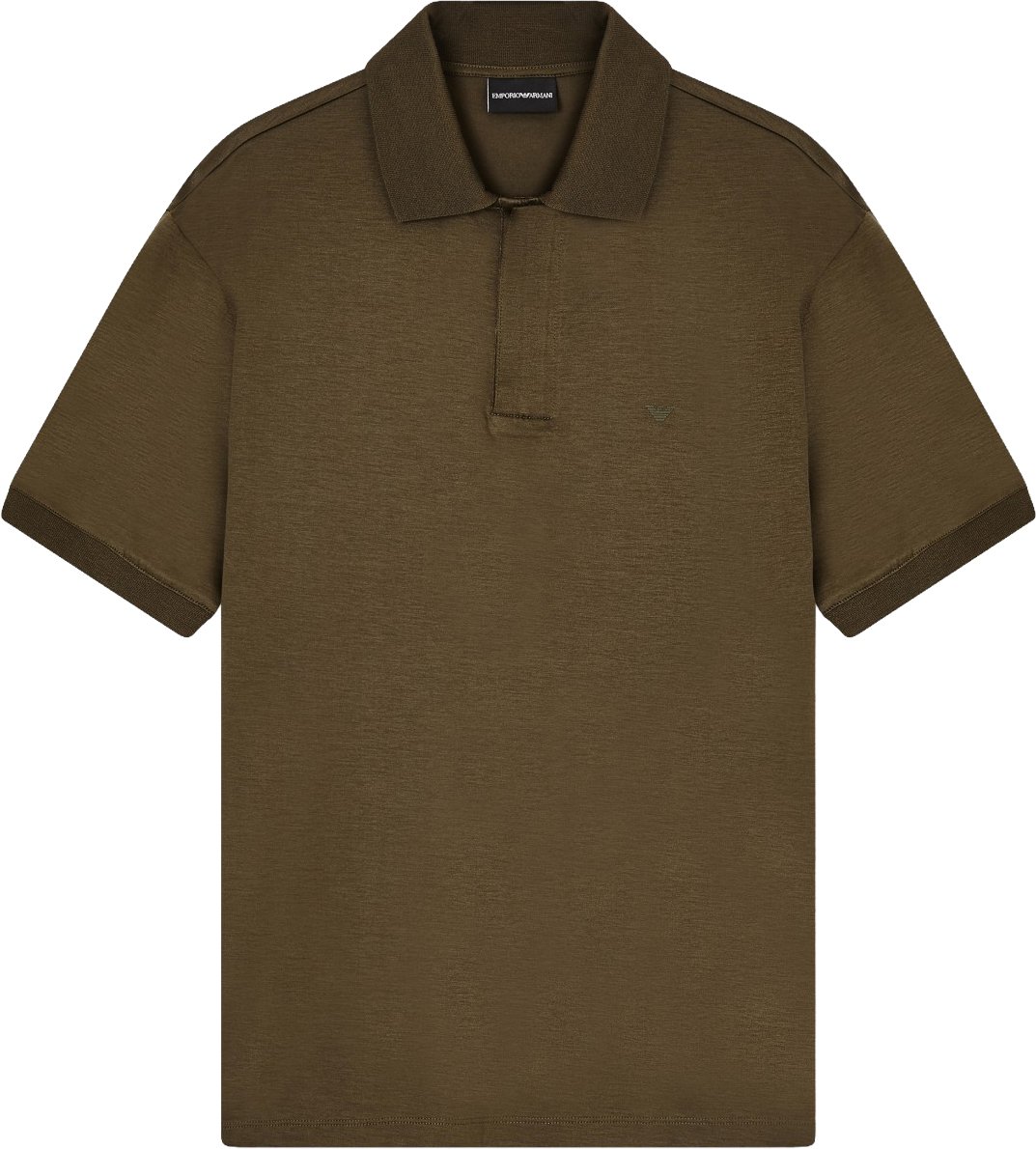 Emporio Armani Travel Lyocell Zip Polo Green Groen