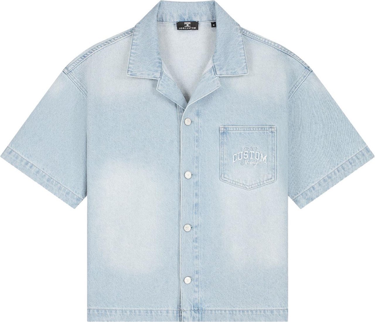 JORCUSTOM CustomSociety Denim Short Sleeve Blauw