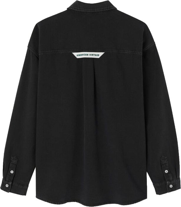 American Vintage shirt black logo Zwart