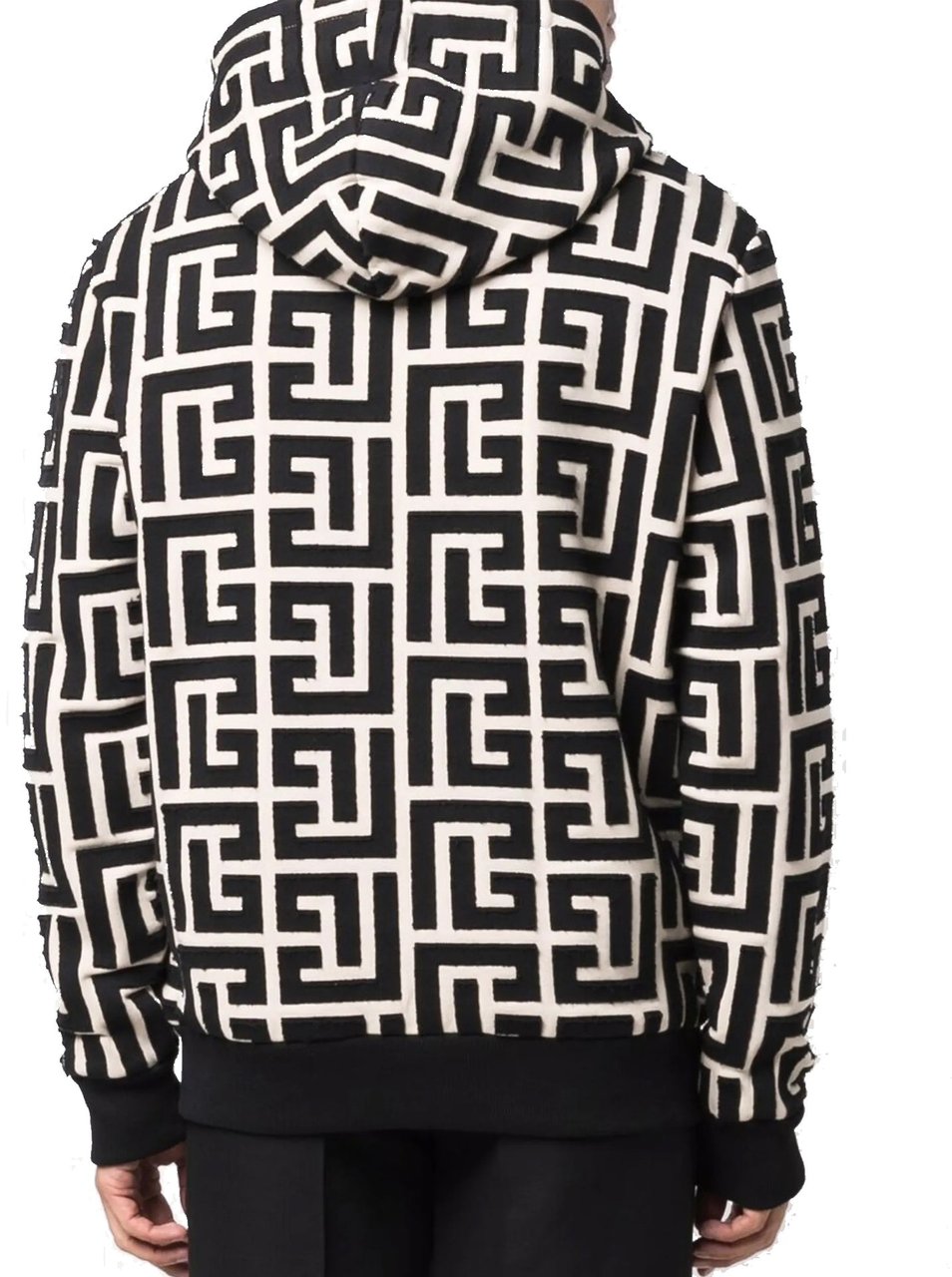 Balmain Monogrammed Hooded Sweatshirt Beige
