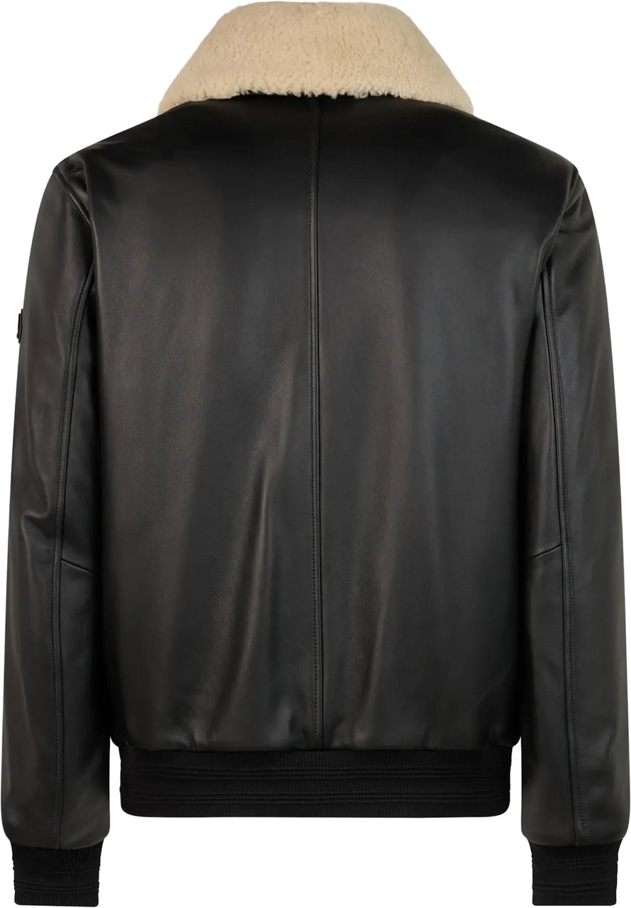 Moose Knuckles Toba Bomber Leather Jacket Black Zwart