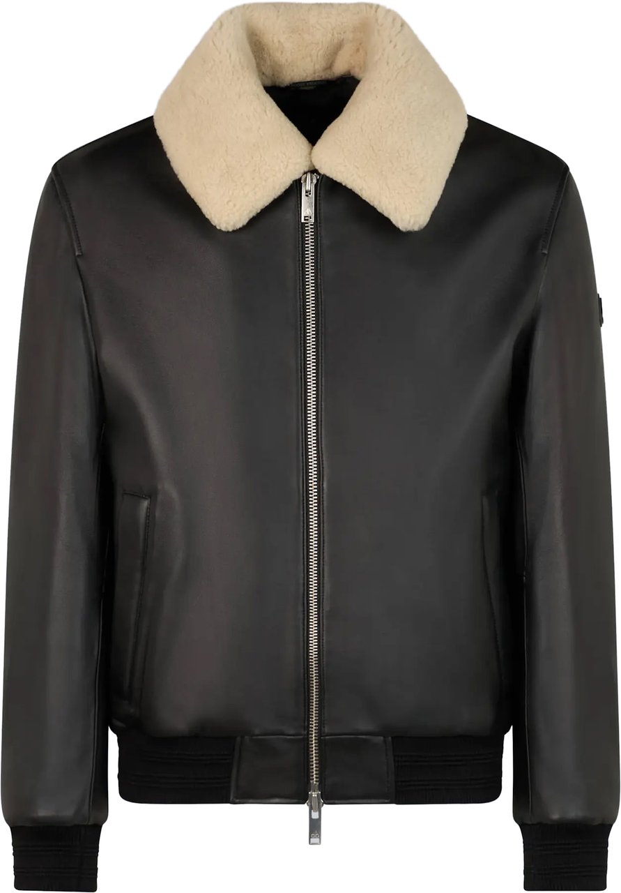 Moose Knuckles Toba Bomber Leather Jacket Black Zwart