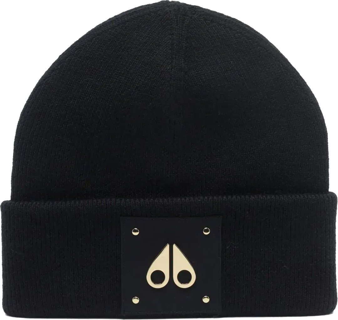 Moose Knuckles Logo Icon Beanie Gold Black Zwart