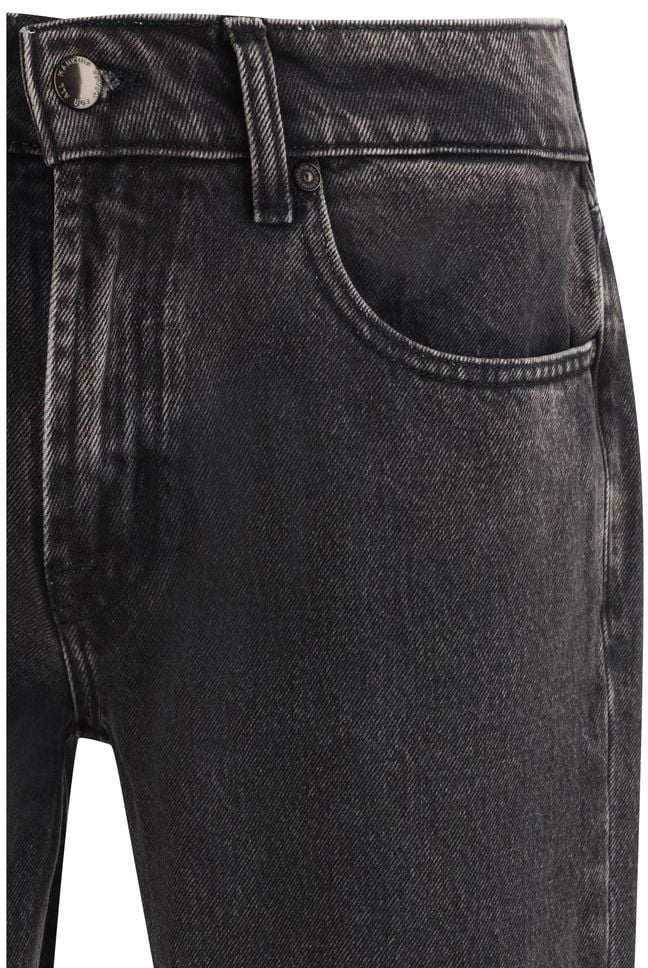 7 For All Mankind 7FOR Black Cotton Straight-Leg Jeans Zwart