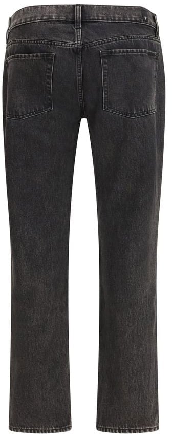 7 For All Mankind 7FOR Black Cotton Straight-Leg Jeans Zwart