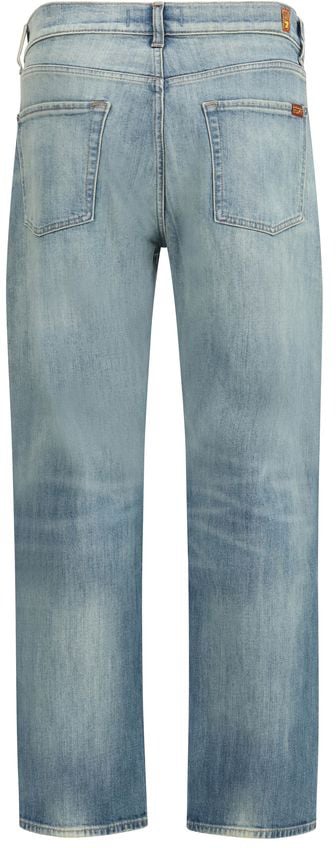 7 For All Mankind 7FOR Blue Cotton Relaxed Fit Jeans Blauw