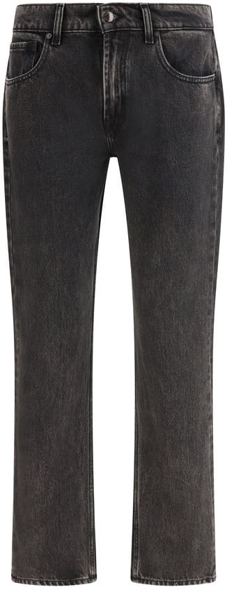 7 For All Mankind 7FOR Black Cotton Straight-Leg Jeans Zwart