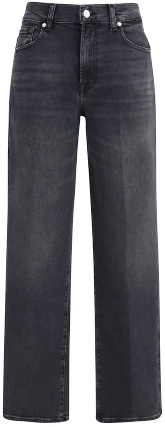 7 For All Mankind 7FOR Black Cotton Straight-Leg Jeans Zwart