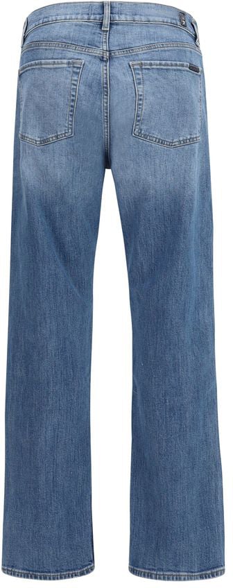 7 For All Mankind 7FOR Blue Cotton Straight-Leg Jeans Blauw