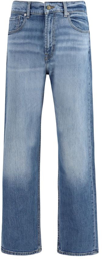 7 For All Mankind 7FOR Blue Cotton Straight-Leg Jeans Blauw