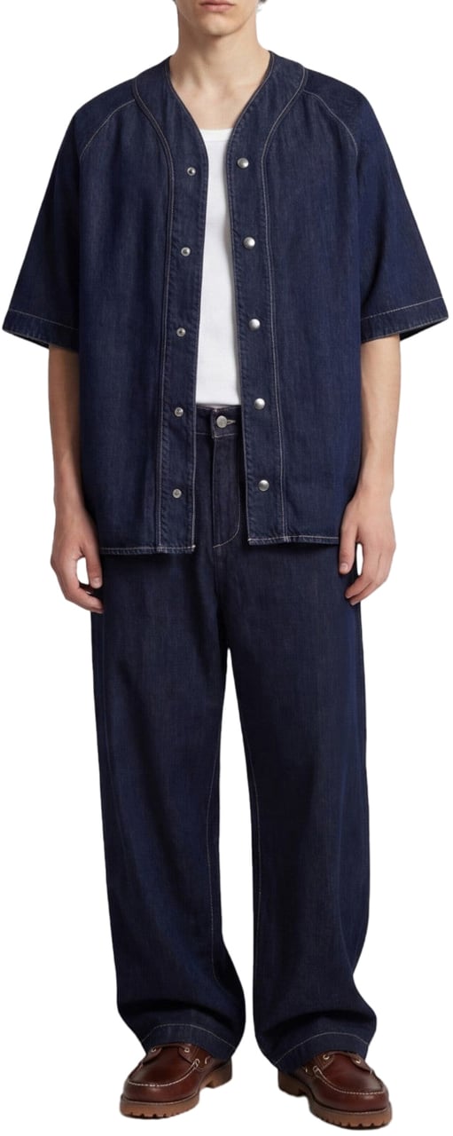 7 For All Mankind Denim short sleeve shirt Blauw