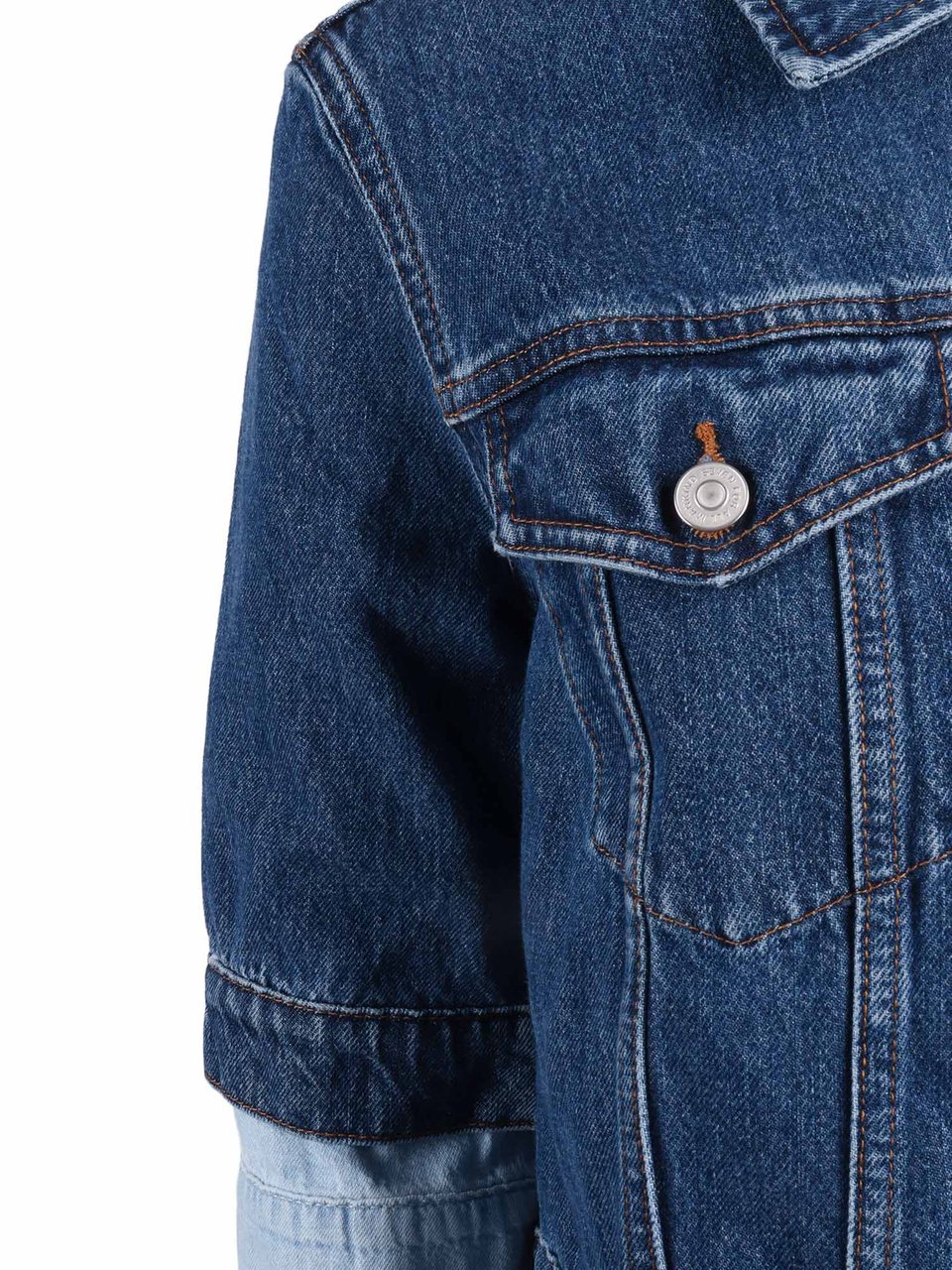 7 For All Mankind Blue Double Layer Trucker Cotton Denim Jacket Groen