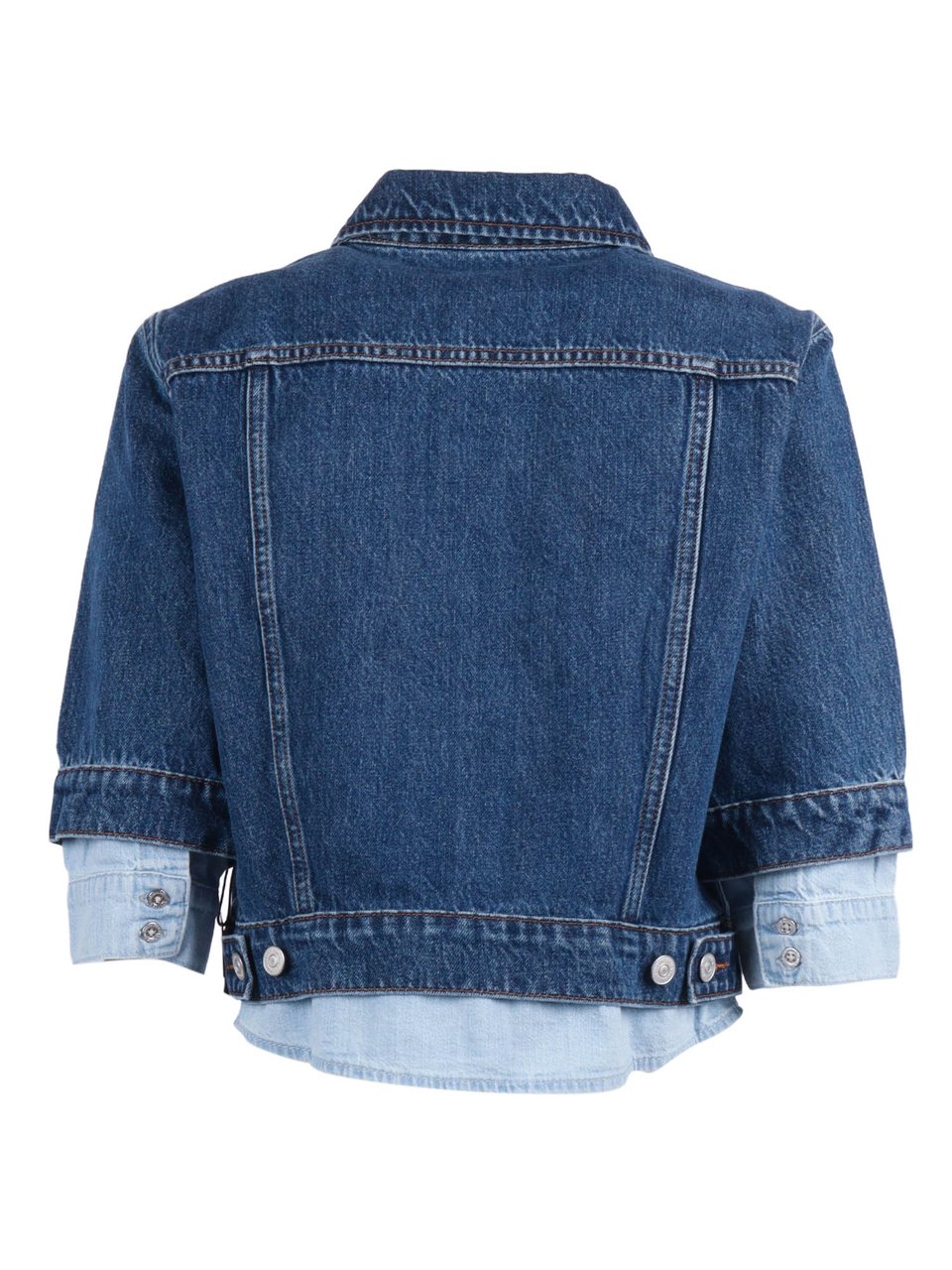 7 For All Mankind Blue Double Layer Trucker Cotton Denim Jacket Groen