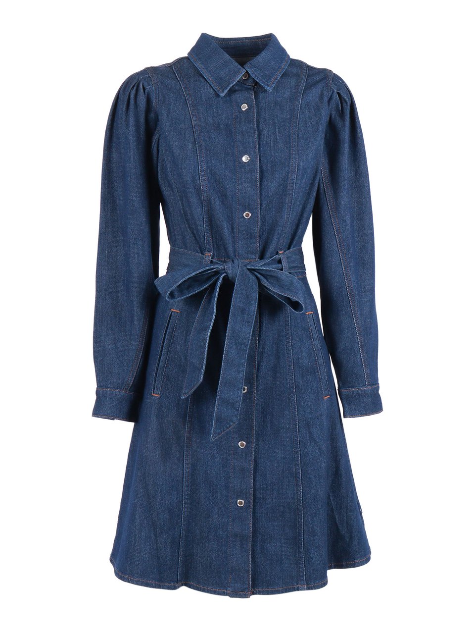 7 For All Mankind Halona Puff Sleeve Mini Dress Groen