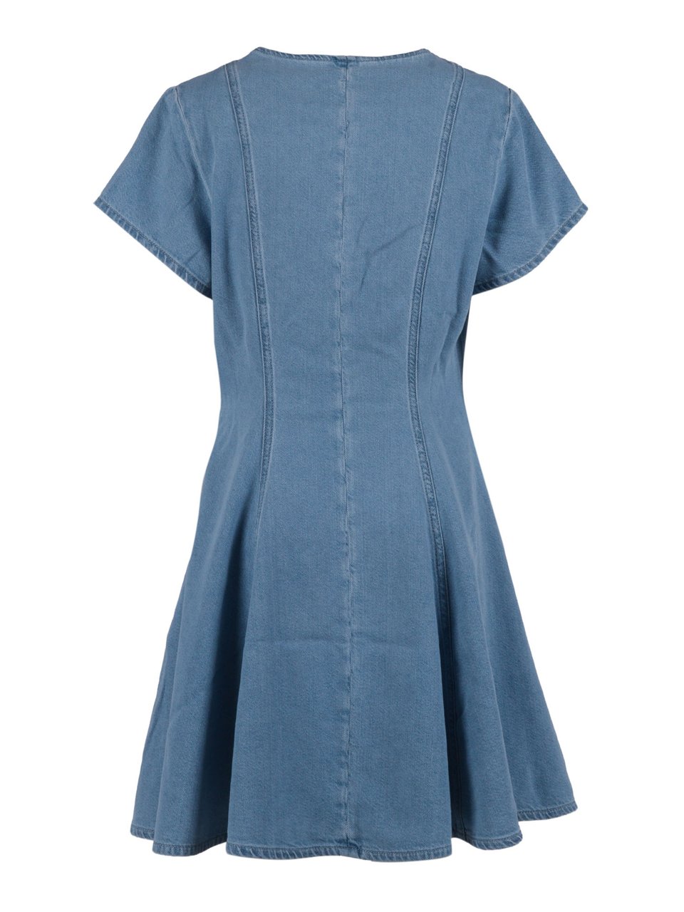 7 For All Mankind Hana Flared V Neck Mini Dress Blauw
