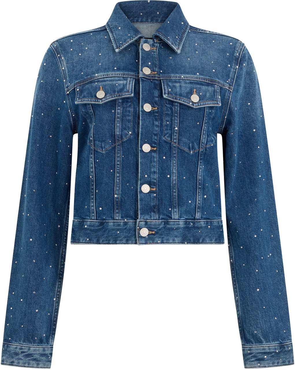 7 For All Mankind Cropped denim jacket Blauw