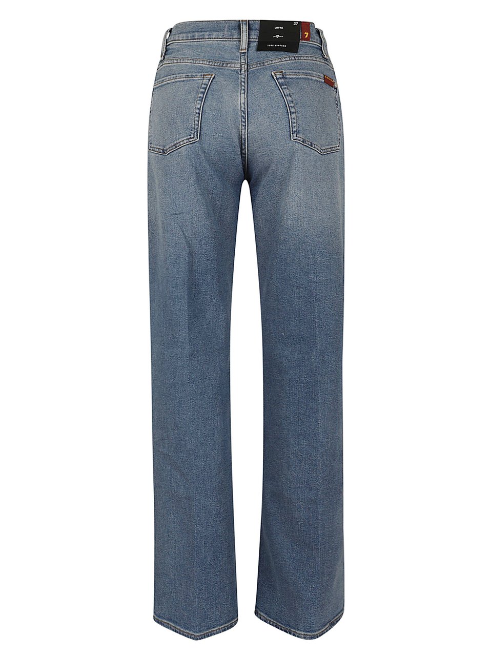 7 For All Mankind High-Waisted Straight-Leg Denim Jeans with Faded Effect Blauw