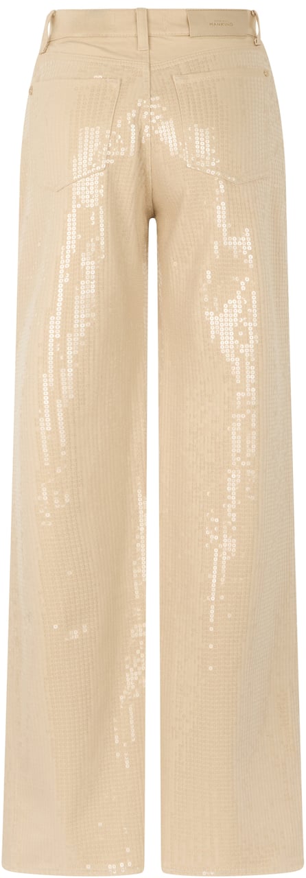 7 For All Mankind Cotton wide trousers with sequins Beige