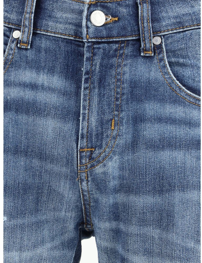 7 For All Mankind 7FOR Blue Cotton Straight-Leg Jeans Blauw