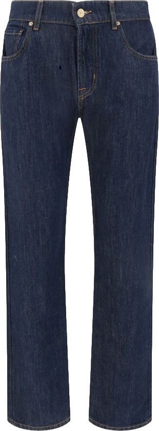 7 For All Mankind 7FOR Blue Cotton Straight-Leg Jeans Blauw