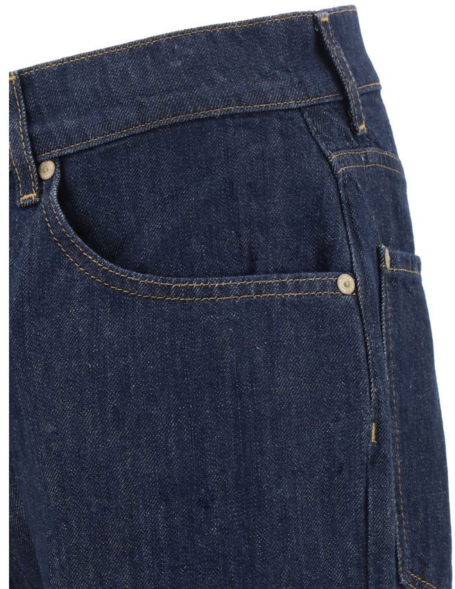 7 For All Mankind 7FOR Blue Cotton Straight-Leg Jeans Blauw