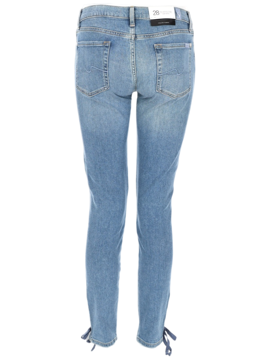 7 For All Mankind Light Blue Faded Ankle-Tie Jeans Blauw