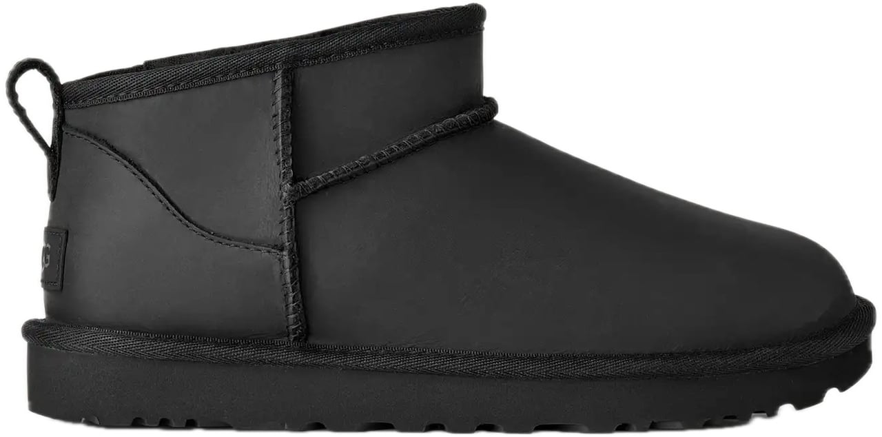 UGG Stivale W Classic Ultra Mini Lthr Nero Zwart