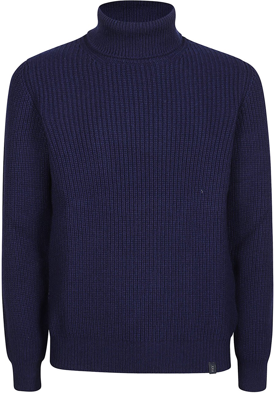 Fay Turtle Neck Sweater Blue Blauw