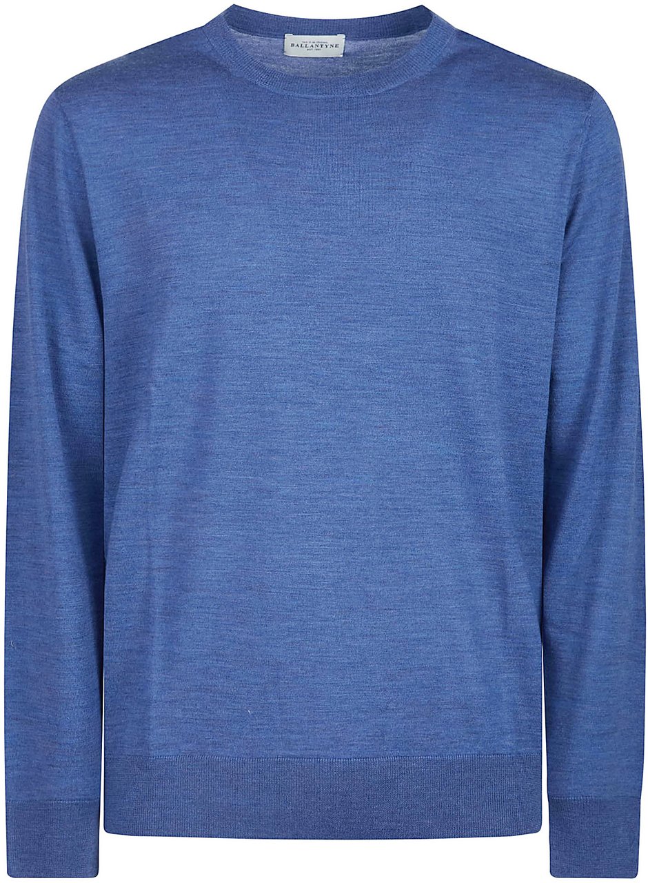 Ballantyne Plain Sweater Blue Blauw