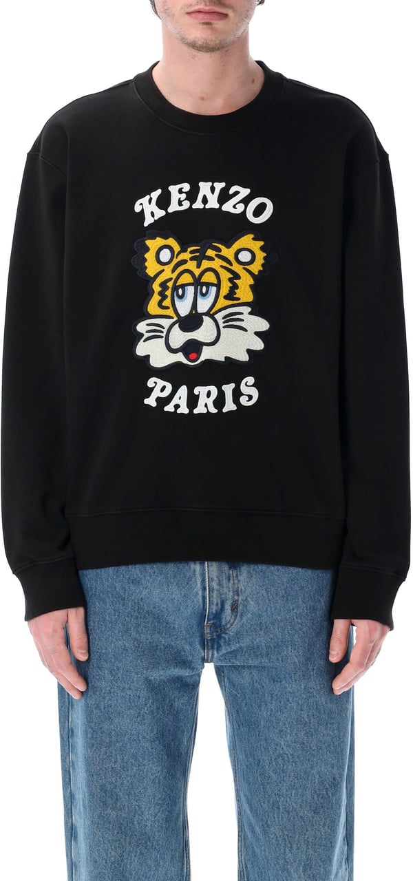 Kenzo Felpa Ricamata Unisex Zwart