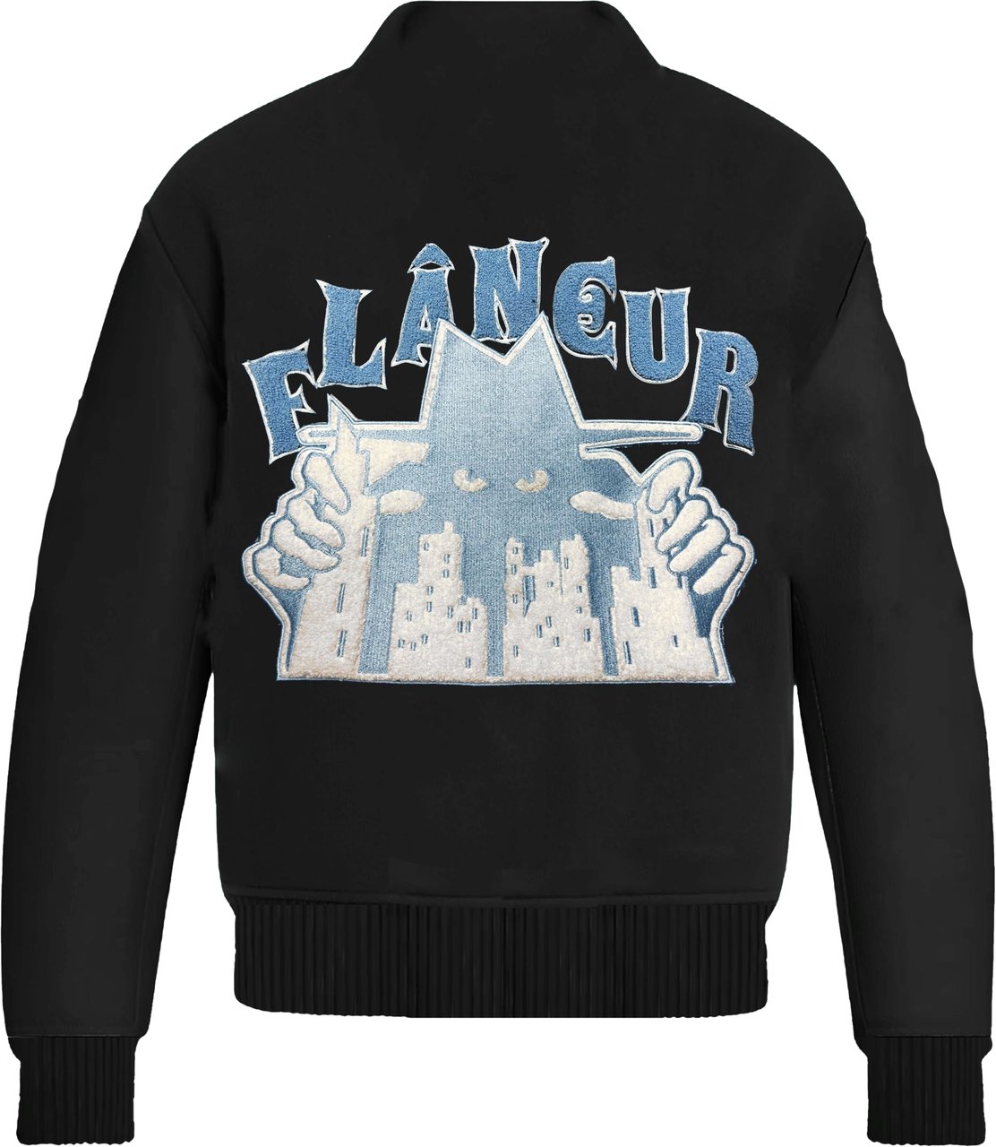 FLÂNEUR Varsity Jacket | Black Zwart