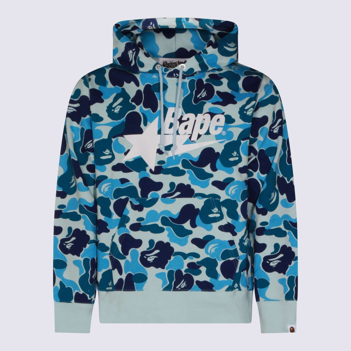A BATHING APE Camo Print Hoodie With Graphic Logo And Front Pocket Groen