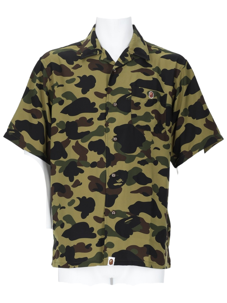 A BATHING APE Camouflage Patch Logo Short-Sleeve Shirt Zwart
