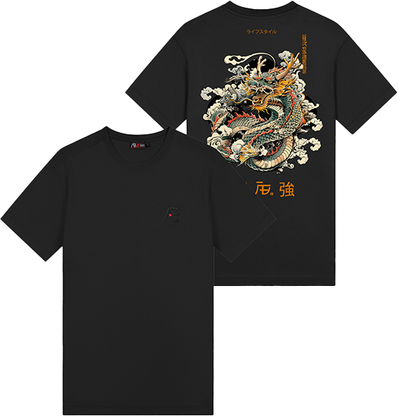 AB Lifestyle AB Lifestyle Ink Tee Dragon Zwart