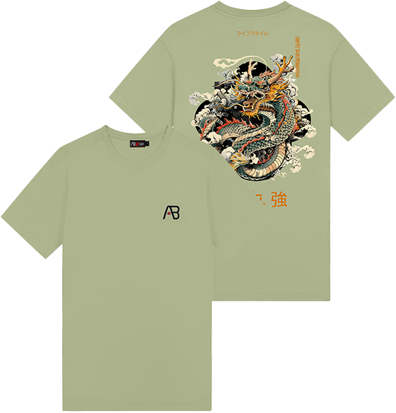 AB Lifestyle AB Lifestyle Ink Tee Dragon Groen