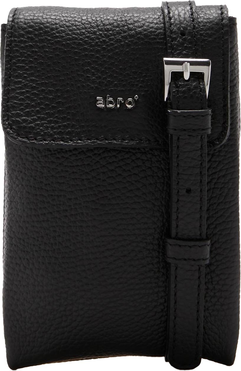 Abro Leer Telefoontasje Zwart