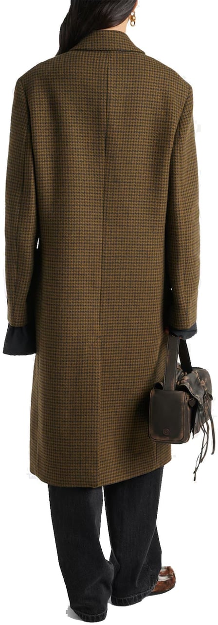 Acne Studios Checked Double-Breasted Wool Blend Coat Bruin