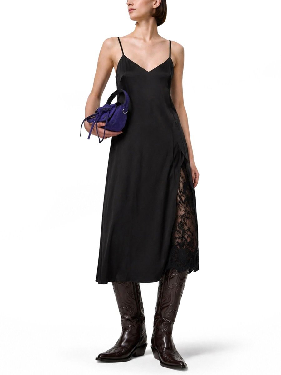 Acne Studios SATIN MIDI DRESS Zwart