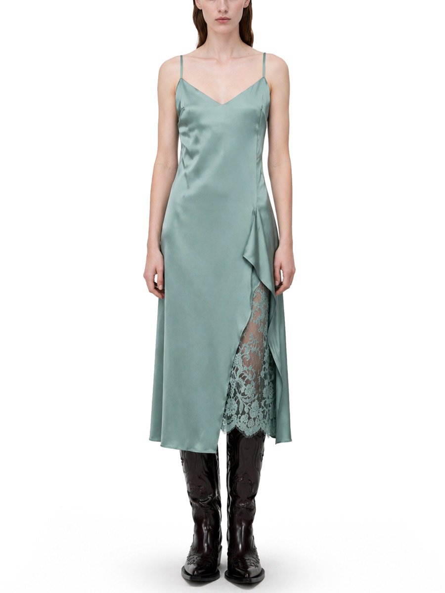 Acne Studios SATIN MIDI DRESS Groen