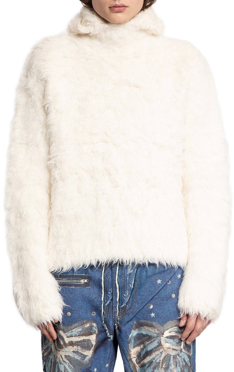 Acne Studios Alpaca Blend Hooded Sweatshirt Wit
