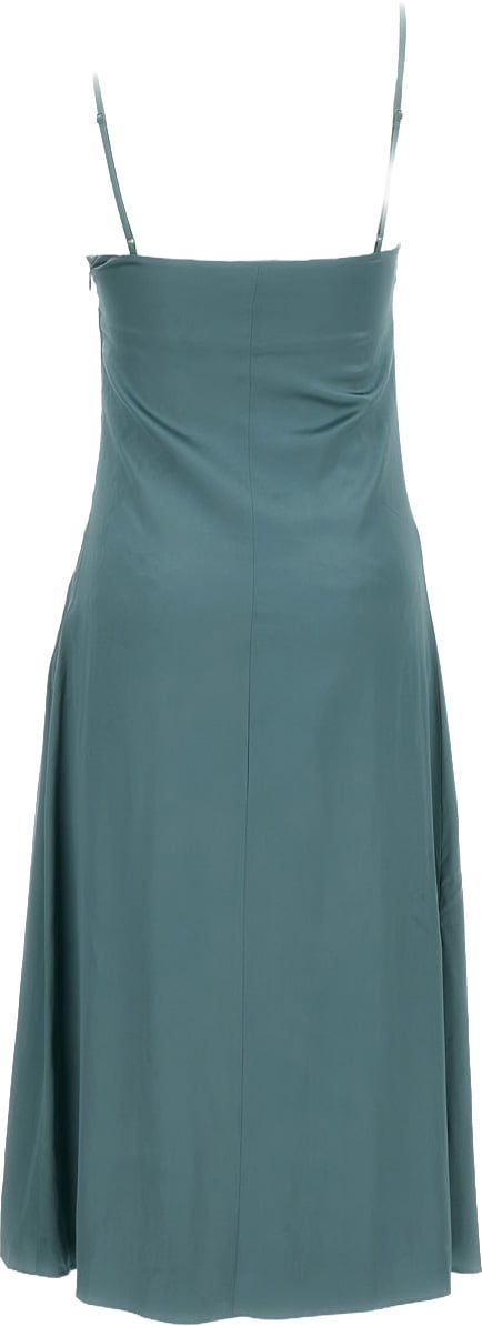 Acne Studios Green Midi Dress with Ruffled Overlay Groen